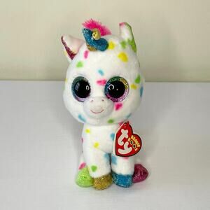 TY Beenie Boos Harmonie Unicorn 6" Glitter Eyes Stuffed Animal Collectible NWT